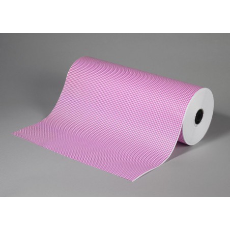 Toogrol 'Vichy roze', 50 cm x 300 meter, ruit 3mm, Luxpack Bianca 50 gr.