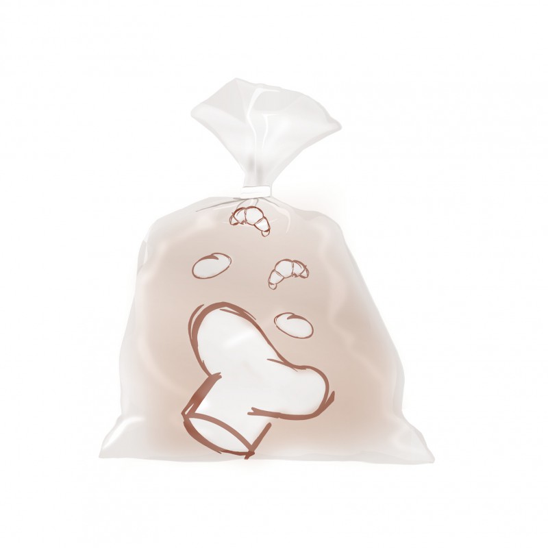 Plastieken broodzak 1 kg rond, 25x(2x4)x41 cm, 15 micron