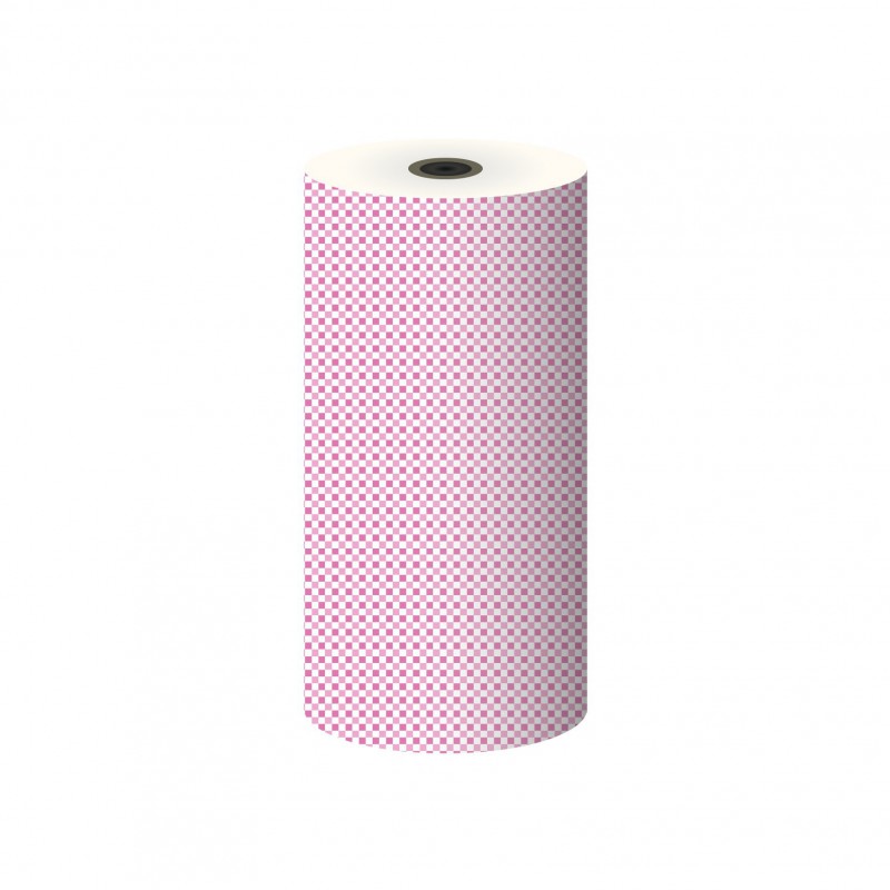 Toogrol 'Vichy roze', 40 cm x 350 meter, ruit 3mm, Luxpack Bianca 50 gr.