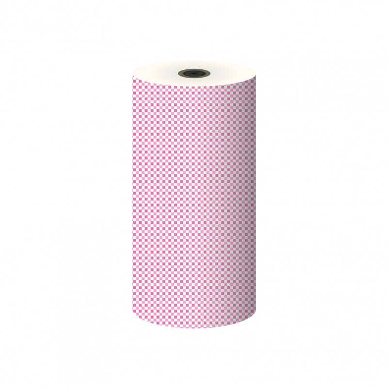 Toogrol 'Vichy roze', 50 cm x 300 meter, ruit 3mm, Luxpack Bianca 50 gr.